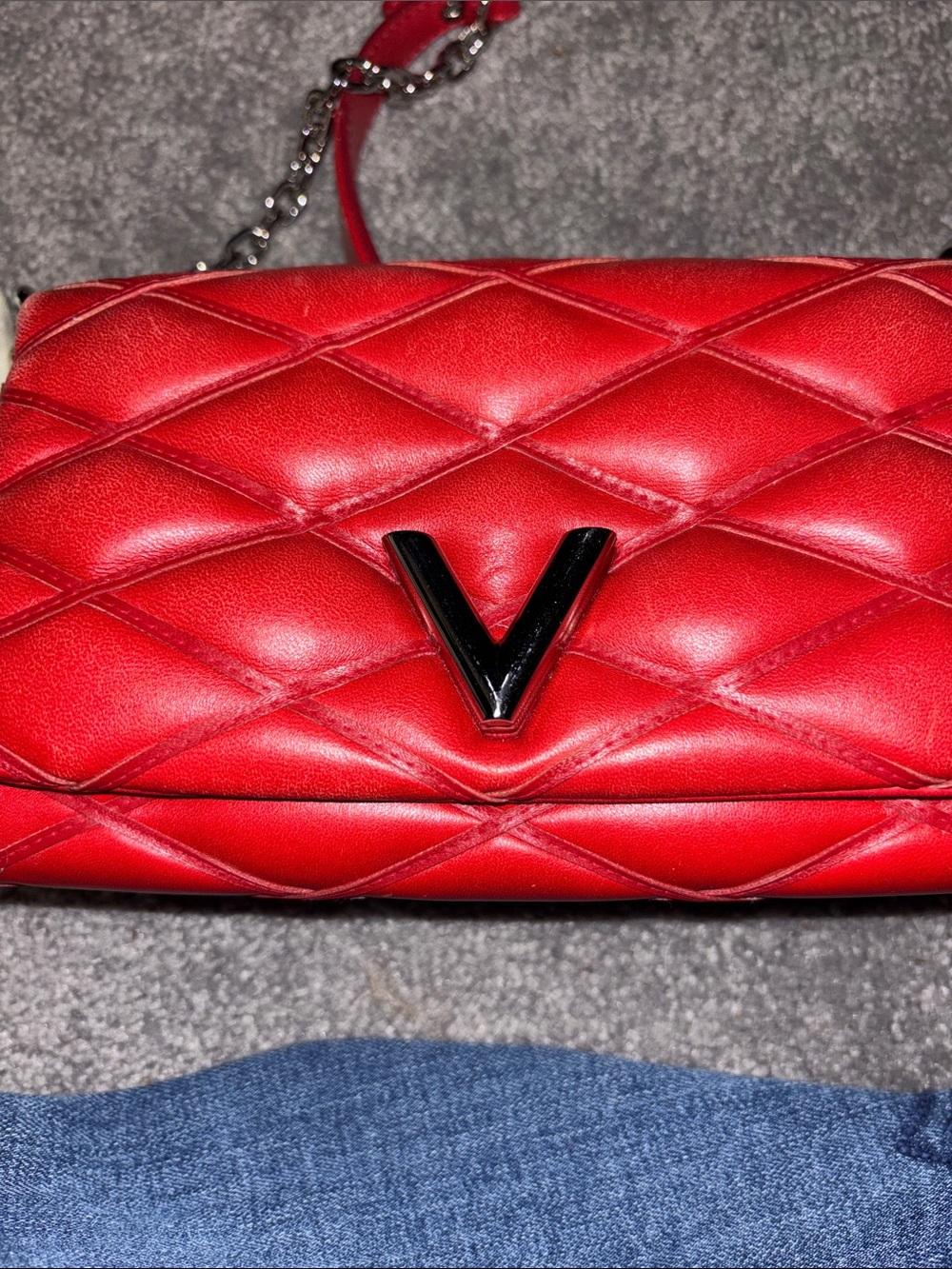 Louis Vuitton Red Quilted Shoulder Bag with Chain Strap - Picture 9 of 10